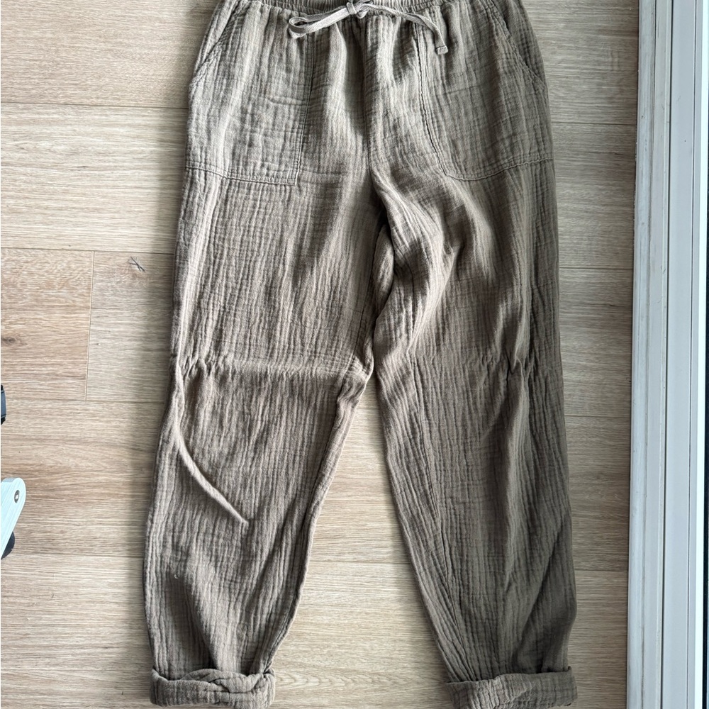 bobi Green Ankle Cropped Pants Relaxed Fit